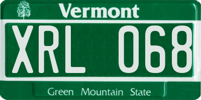 VT license plate XRL068