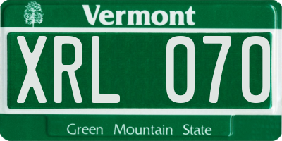 VT license plate XRL070