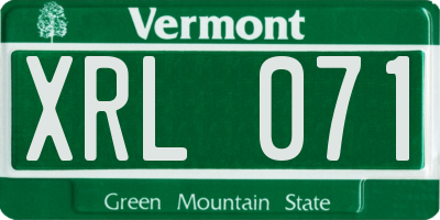 VT license plate XRL071