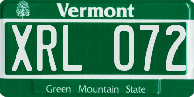 VT license plate XRL072