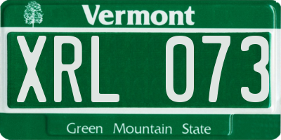 VT license plate XRL073