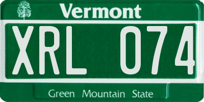 VT license plate XRL074