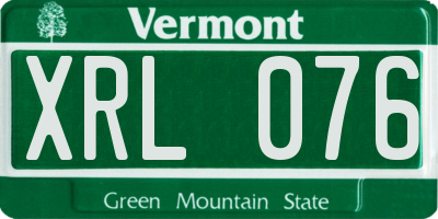 VT license plate XRL076
