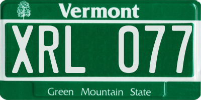 VT license plate XRL077