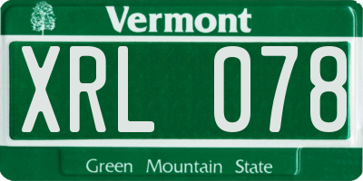 VT license plate XRL078