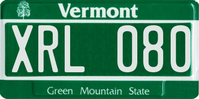 VT license plate XRL080