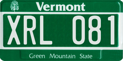 VT license plate XRL081