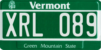VT license plate XRL089