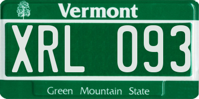 VT license plate XRL093