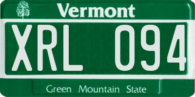 VT license plate XRL094