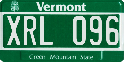 VT license plate XRL096