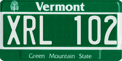VT license plate XRL102