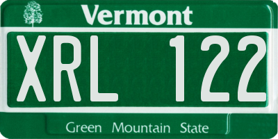 VT license plate XRL122