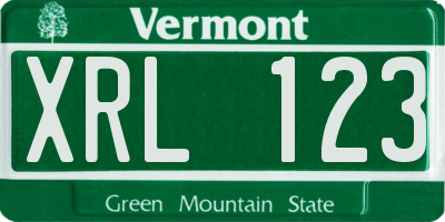 VT license plate XRL123