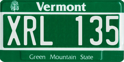 VT license plate XRL135