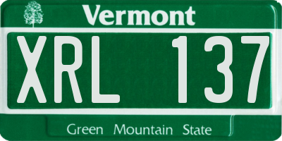 VT license plate XRL137