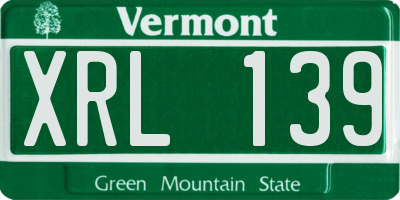 VT license plate XRL139