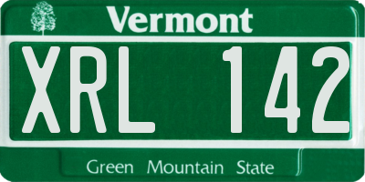 VT license plate XRL142
