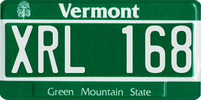 VT license plate XRL168