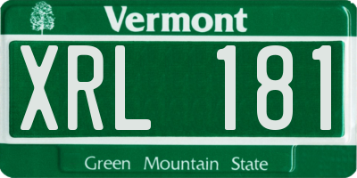 VT license plate XRL181