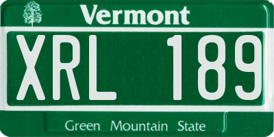 VT license plate XRL189