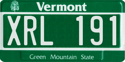VT license plate XRL191