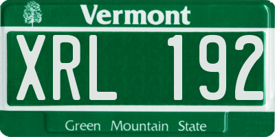 VT license plate XRL192