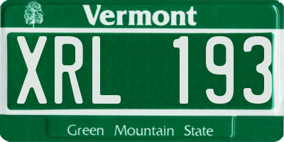 VT license plate XRL193