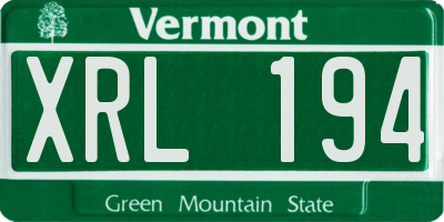 VT license plate XRL194