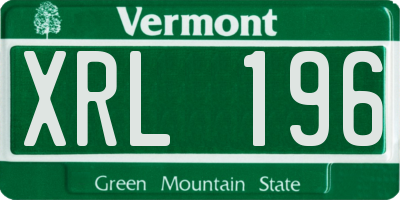 VT license plate XRL196