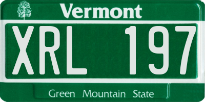 VT license plate XRL197