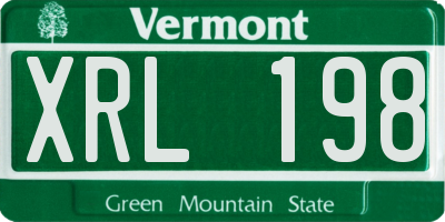 VT license plate XRL198
