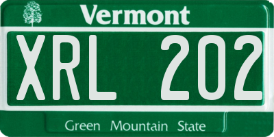 VT license plate XRL202