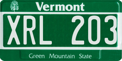 VT license plate XRL203