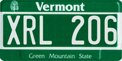 VT license plate XRL206