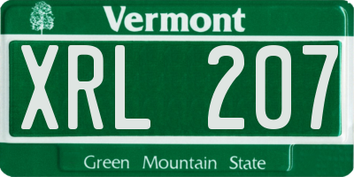 VT license plate XRL207