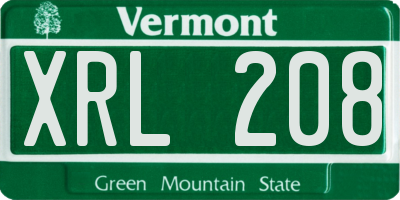 VT license plate XRL208