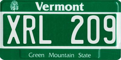 VT license plate XRL209