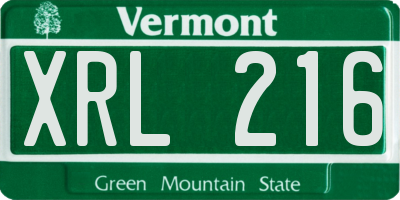 VT license plate XRL216