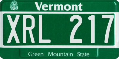 VT license plate XRL217