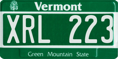 VT license plate XRL223