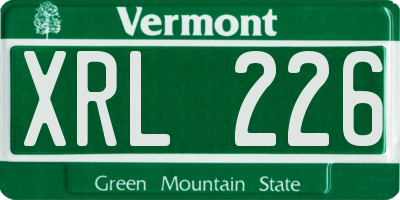 VT license plate XRL226