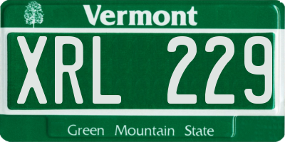VT license plate XRL229