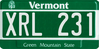 VT license plate XRL231