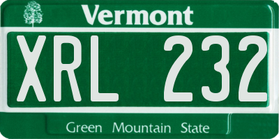 VT license plate XRL232