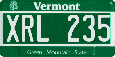 VT license plate XRL235