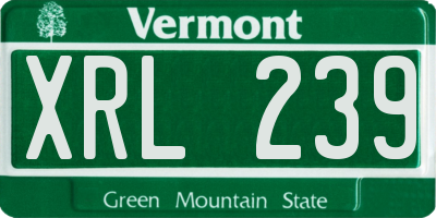 VT license plate XRL239
