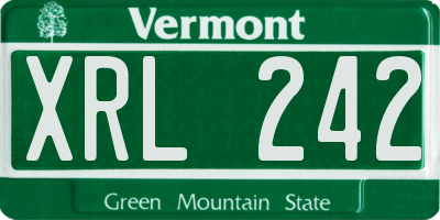 VT license plate XRL242