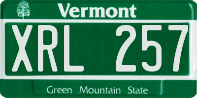 VT license plate XRL257