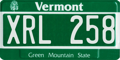 VT license plate XRL258